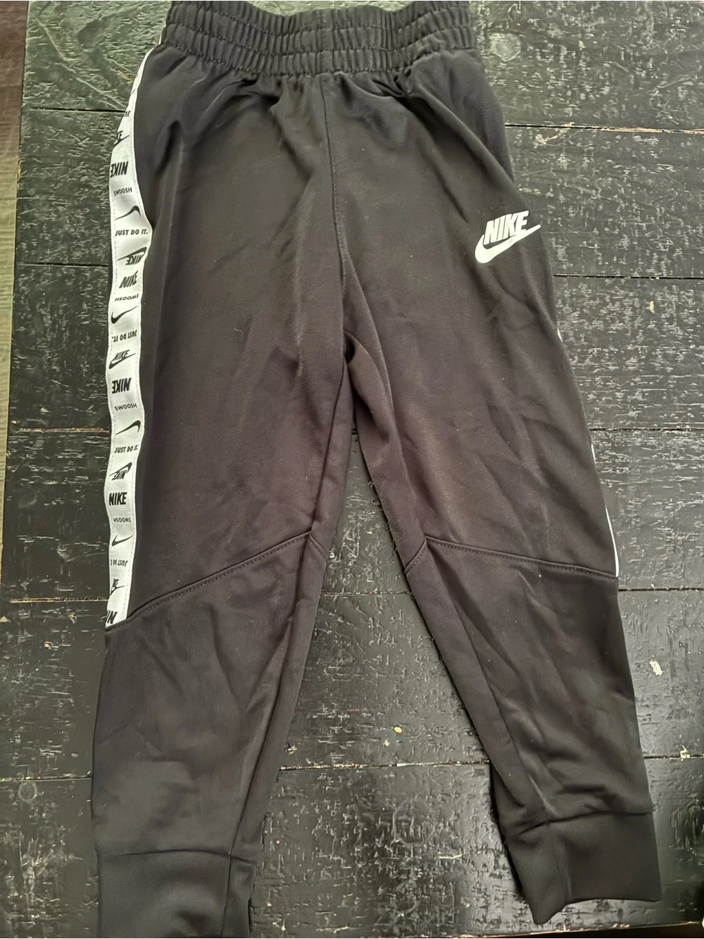 Nike Black Joggers with White Logo Tape